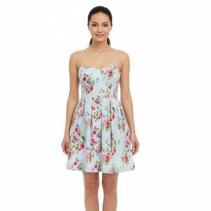 Lucid Mint Floral Strapless Cotton padded Dress